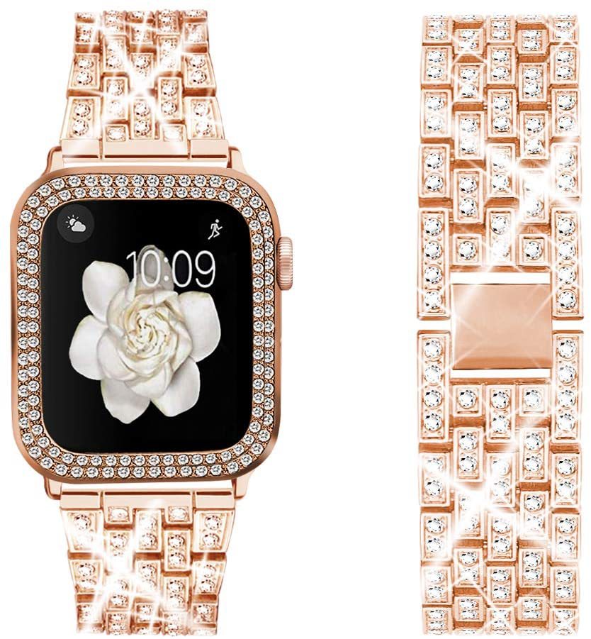Metal Strap for Apple Watch Band 41mm 45mm 40mm 44mm Woman Diamond Stainless Steel Link Bracelet iWatch 8 7 6 SE 5 3 Accessories